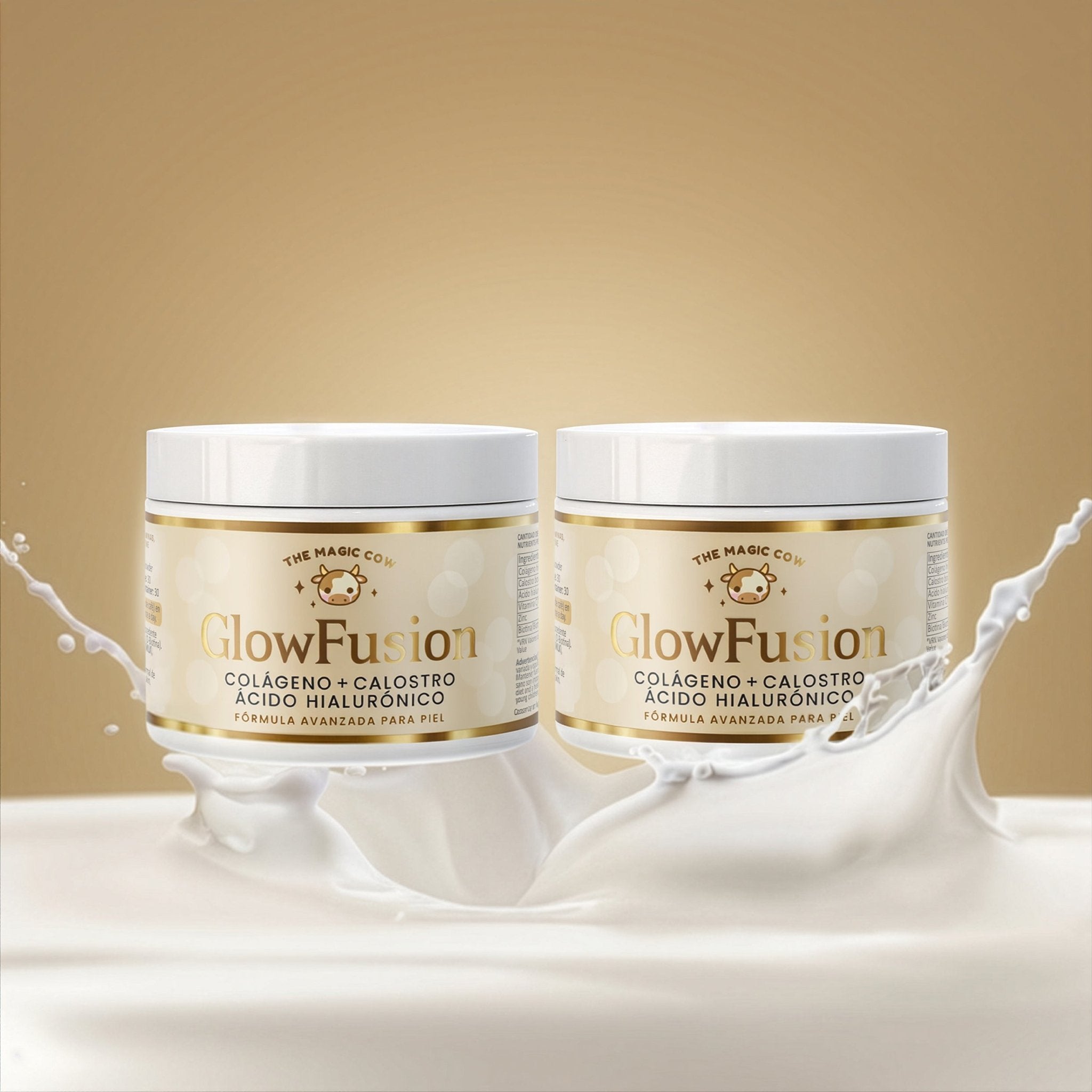The Magic Cow® GlowFusion | Supercolágeno Marino + Calostro Bovino + Ácido Hialurónico + Biotina, Vitamina C y Zinc | Fórmula avanzada para piel, cabello y uñas (30 dosis) - The Magic Cow