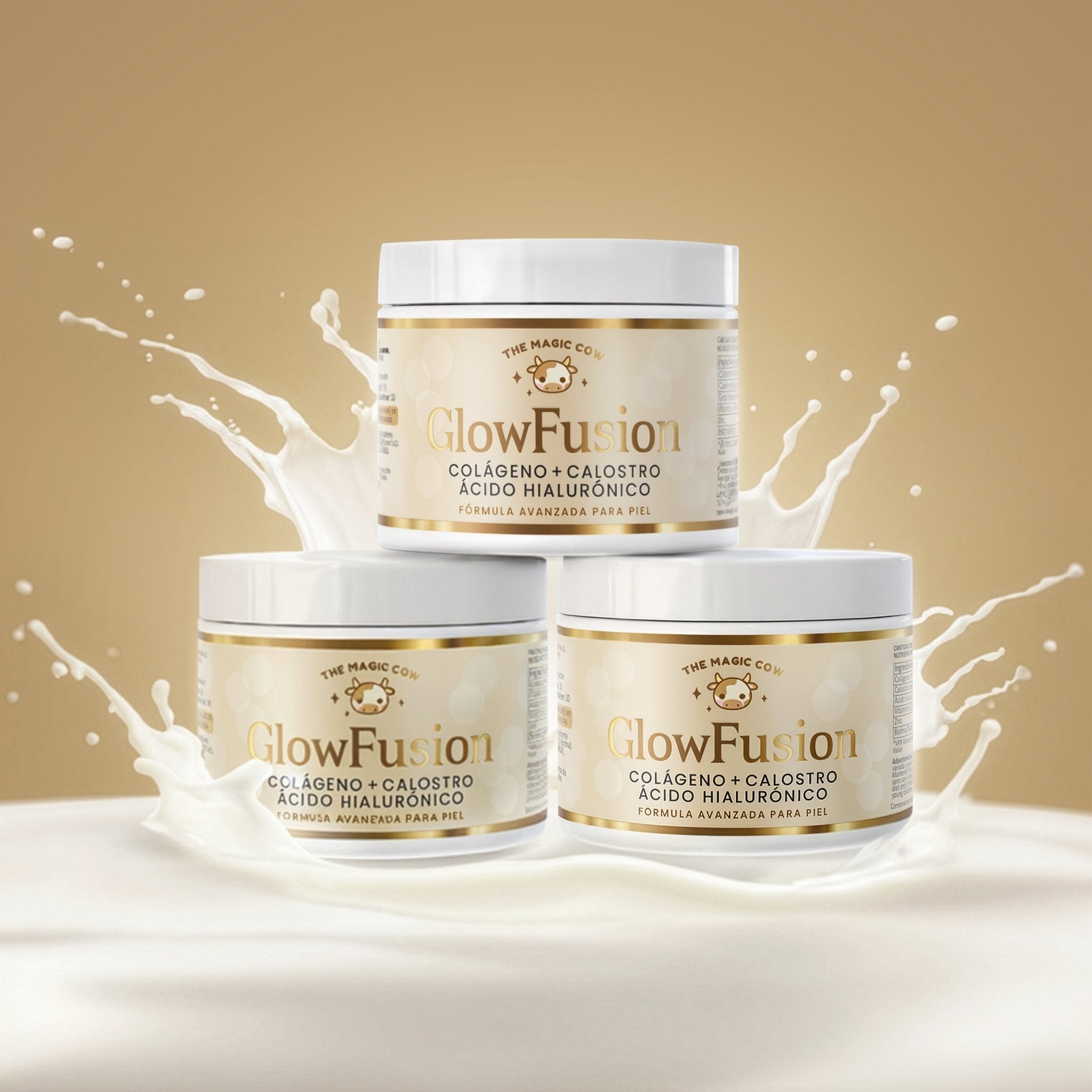 The Magic Cow® GlowFusion | Supercolágeno Marino + Calostro Bovino + Ácido Hialurónico + Biotina, Vitamina C y Zinc | Fórmula avanzada para piel, cabello y uñas (30 dosis) - The Magic Cow