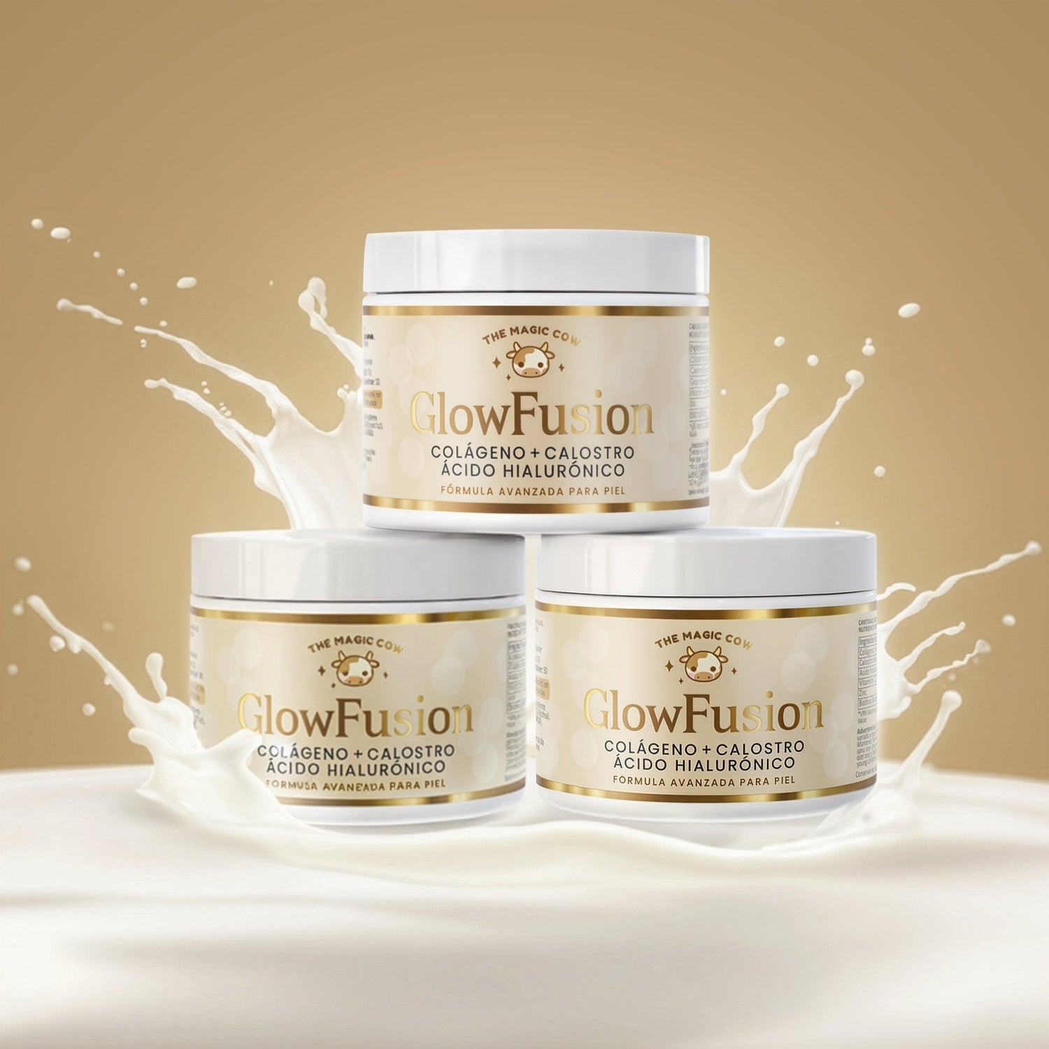 The Magic Cow® GlowFusion | Supercolágeno Marino + Calostro Bovino + Ácido Hialurónico + Biotina, Vitamina C y Zinc | Fórmula avanzada para piel, cabello y uñas (30 dosis) - The Magic Cow