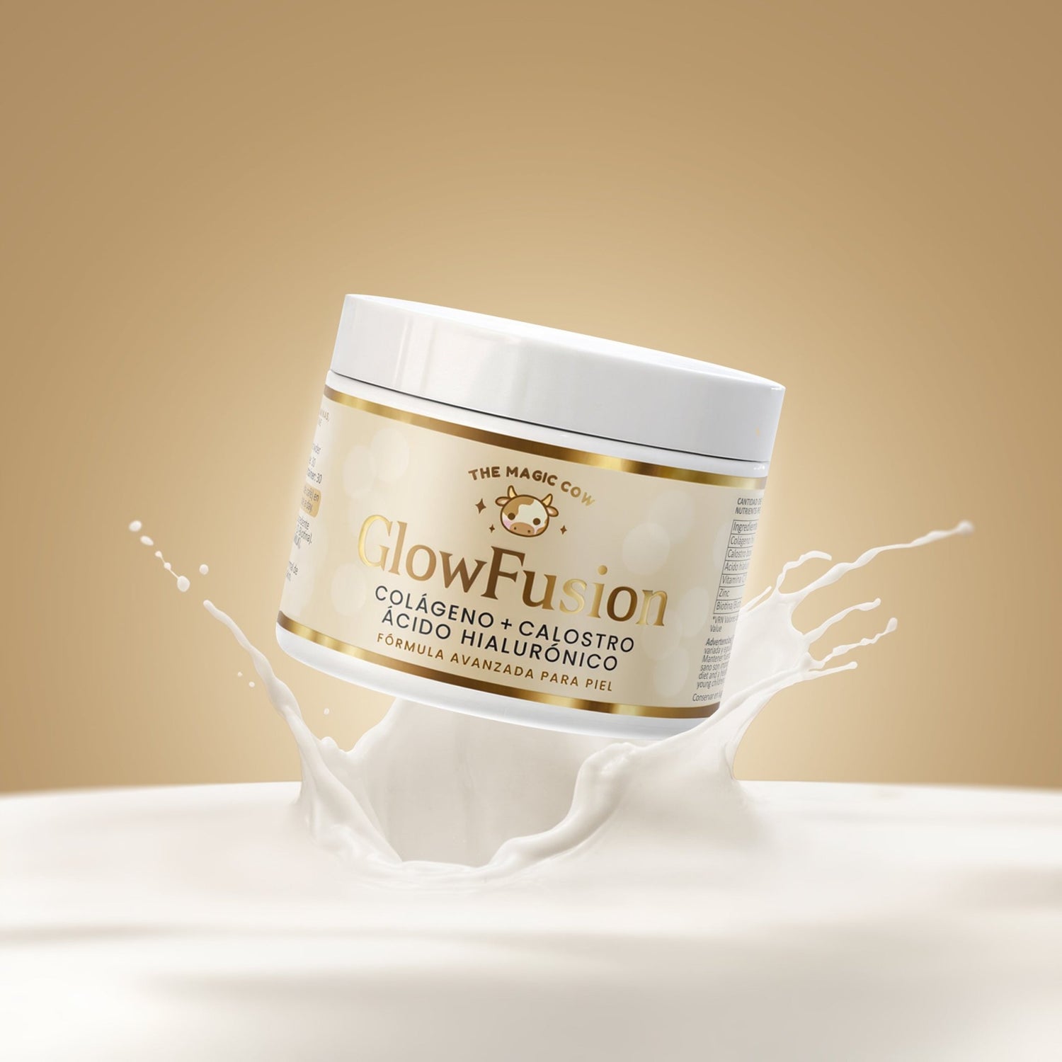 The Magic Cow® GlowFusion | Supercolágeno Marino + Calostro Bovino + Ácido Hialurónico + Biotina, Vitamina C y Zinc | Fórmula avanzada para piel, cabello y uñas (30 dosis) - The Magic Cow